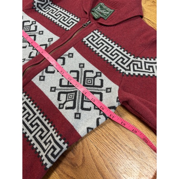 Woolrich Aztec Southwest Seneca Cardigan Sweater Women's Size Small Red Full Zip - Picture 5 of 7
